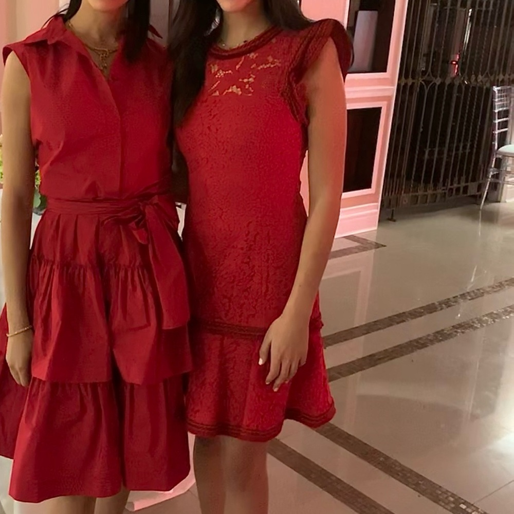 Alexis Red Ruffled Mini Dress Fit and Flare